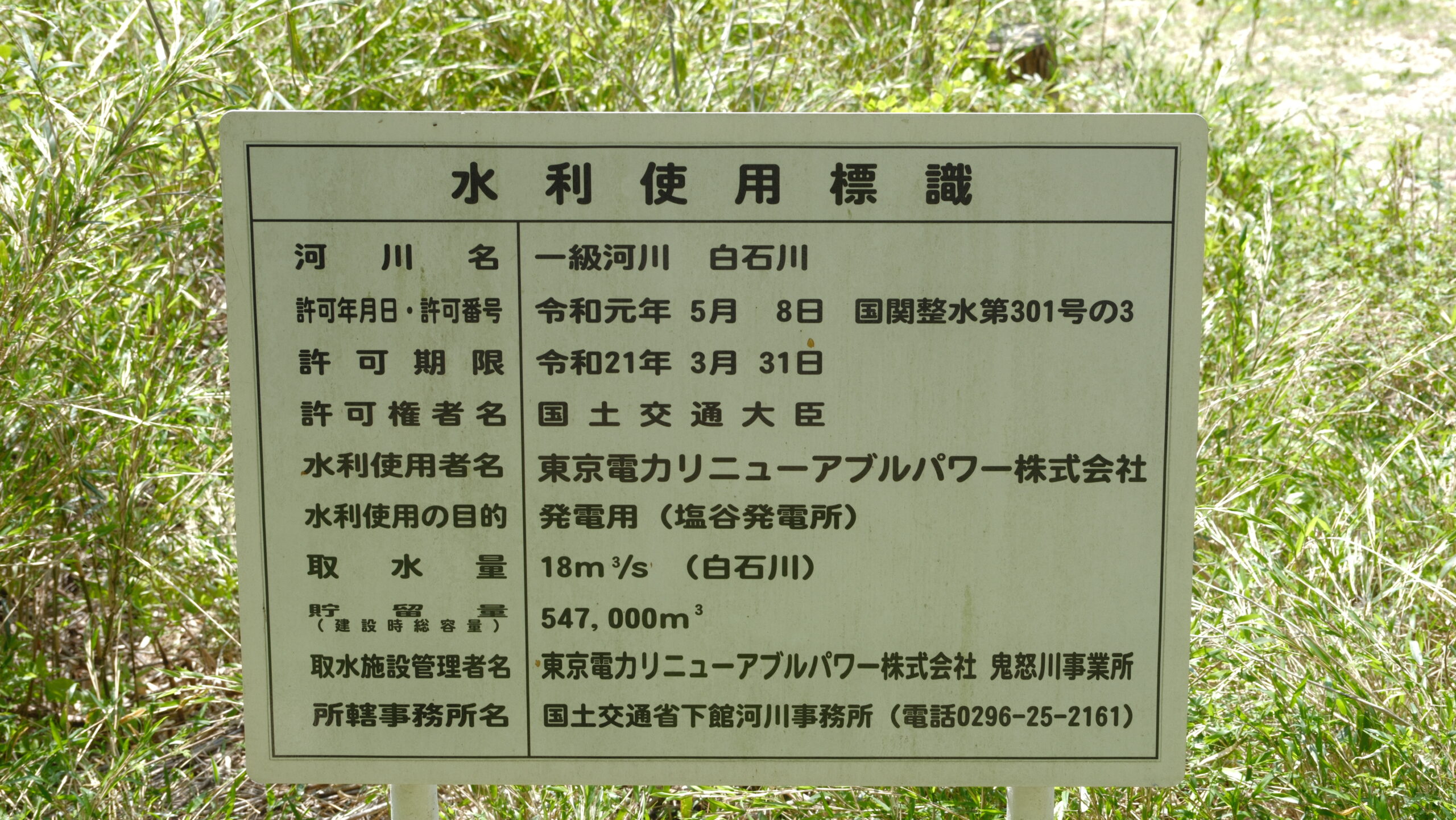 西古屋ダム　看板