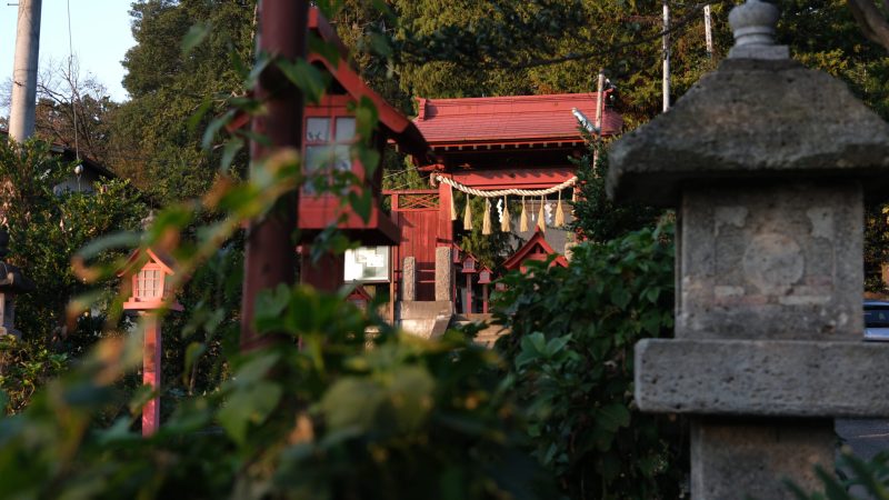 平出雷電神社と夕日